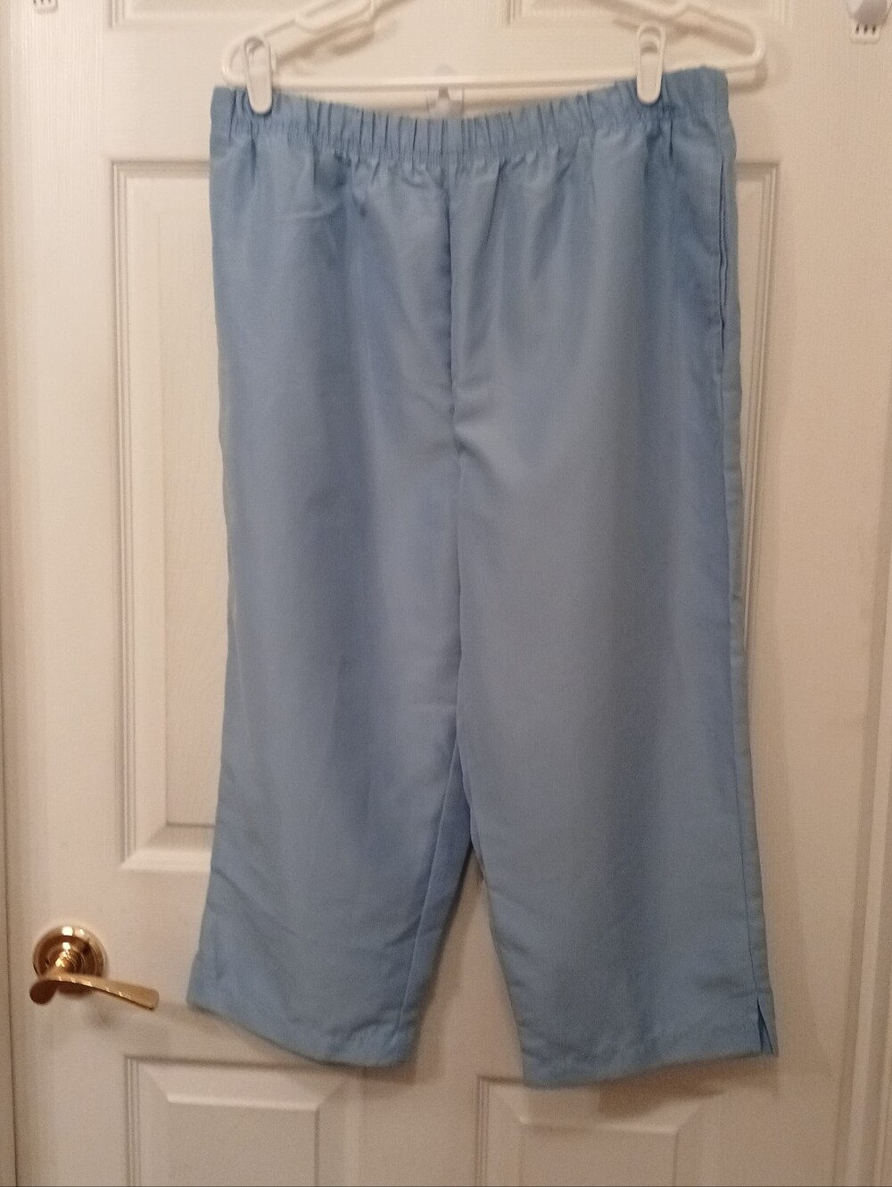 Kenneth Too! Light Blue Capri Pants Elastic Waist With Pockets Size XL Retro